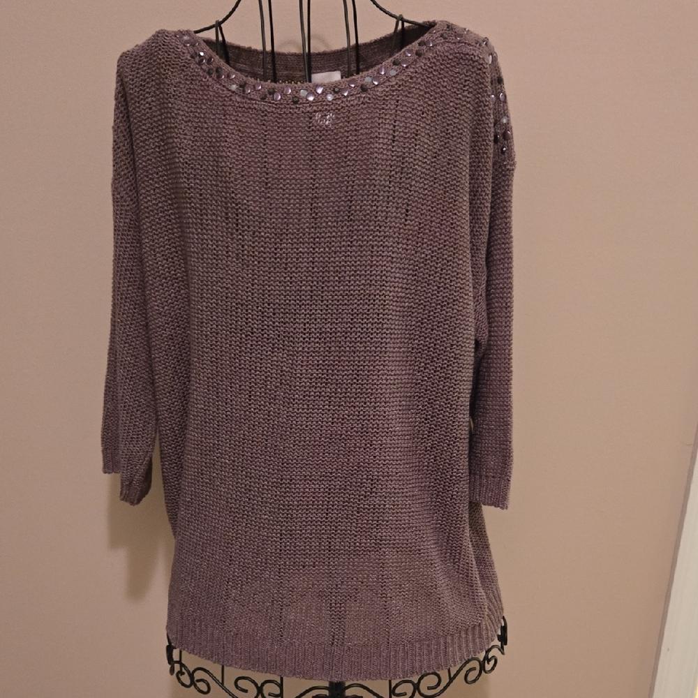Chico's Crew Neck Sweater Textured Knit Size 12
